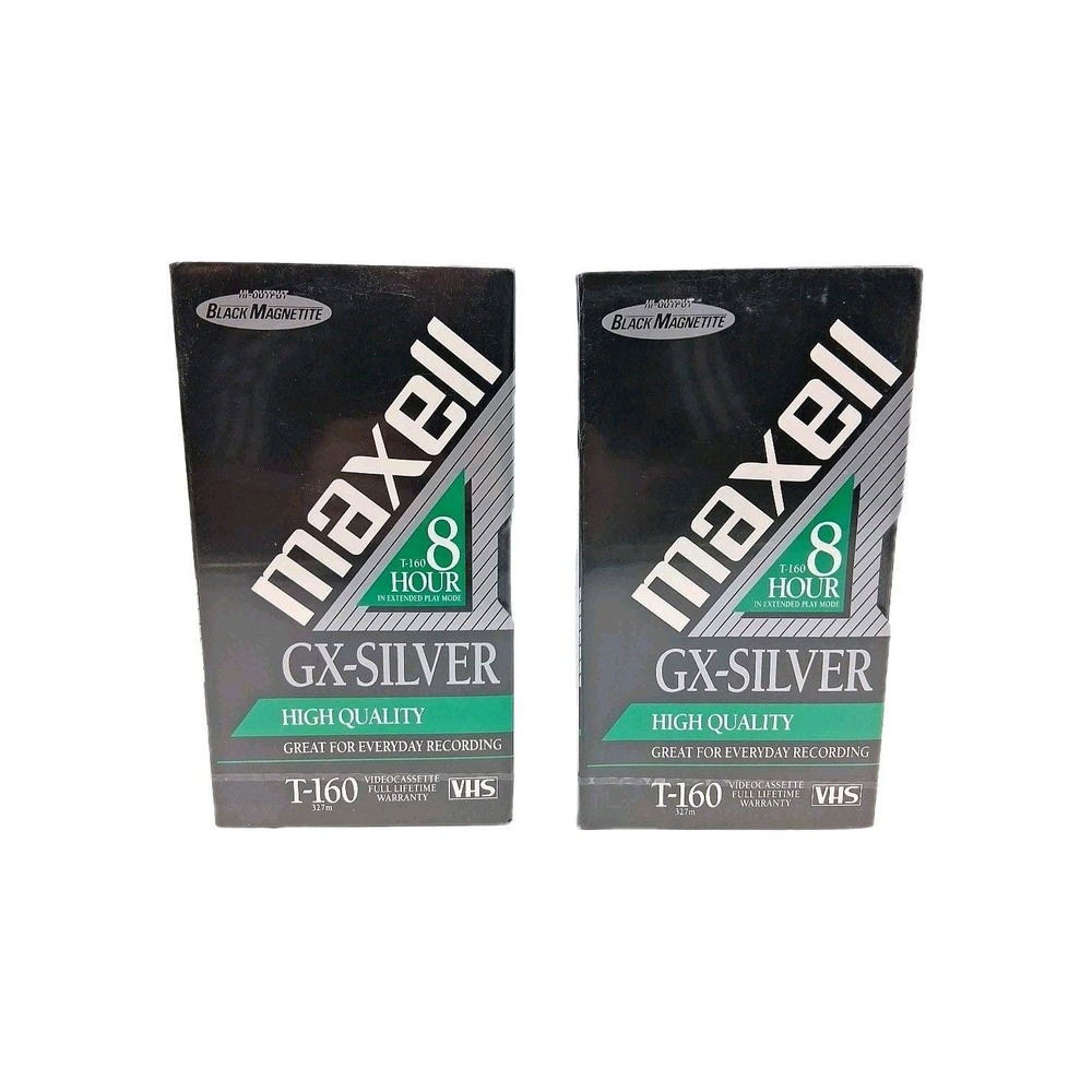 2X Maxell T-160 GX-Silver High Quality 8 Hour VHS VCR Tape Sealed Brand New